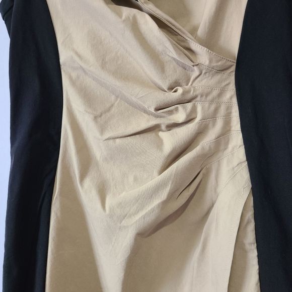 Joseph Ribkoff cream & black, fitted, midi dress, crossover, v-neck, size 12 - Picture 3 of 8
